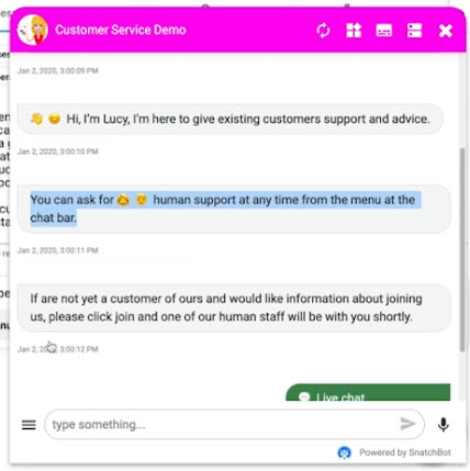 Snacthbot Chat Fenster